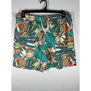 Star Wars Swim Trunks Mens L Grogu Baby Yoda Tropical Mandalorian Board Shorts